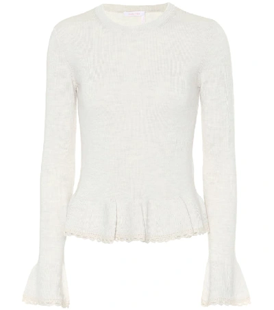 Shop See By Chloé Peplum Wool Sweater In White