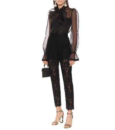 Shop Dolce & Gabbana High-rise Lace Pants In Black