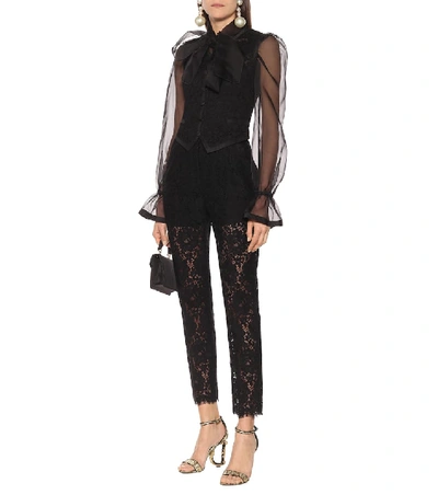 Shop Dolce & Gabbana High-rise Lace Pants In Black