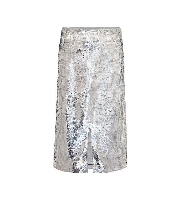 ganni silver sequin dress