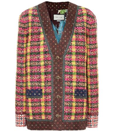 Shop Gucci Tweed Jacket In Multicoloured