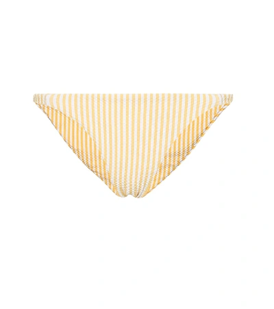 Shop Asceno Striped Bikini Bottoms In Yellow