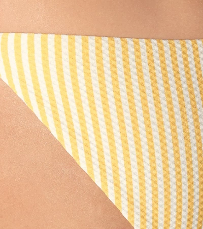 Shop Asceno Striped Bikini Bottoms In Yellow
