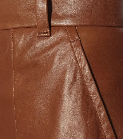 Shop Brunello Cucinelli High-rise Wide-leg Leather Pants In Brown