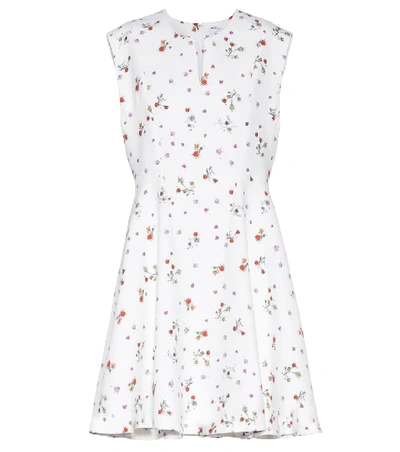 Shop Carven Printed Crêpe Mini Dress In White