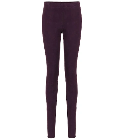 Shop Stouls Carolyn Suede Skinny Pants In Purple