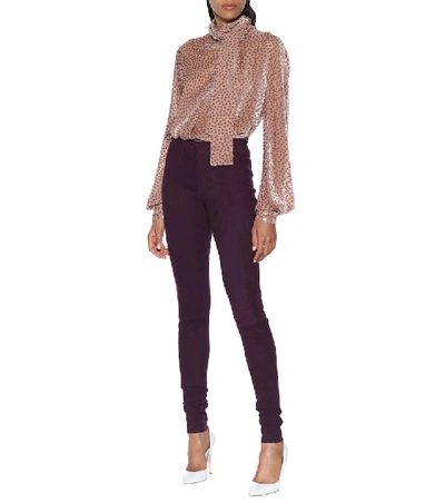 Shop Stouls Carolyn Suede Skinny Pants In Purple