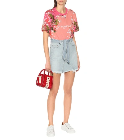 Shop Givenchy Floral Cotton-jersey T-shirt In Pink