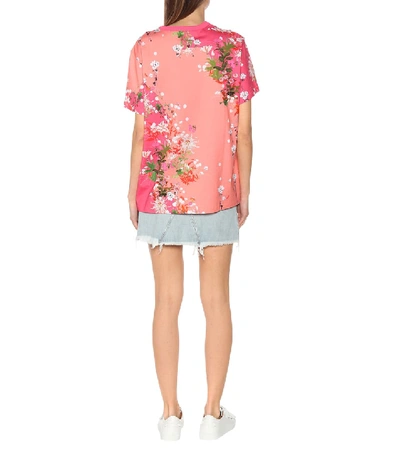Shop Givenchy Floral Cotton-jersey T-shirt In Pink
