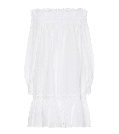 Shop Erdem Blanca Off-shoulder Cotton Dress In White