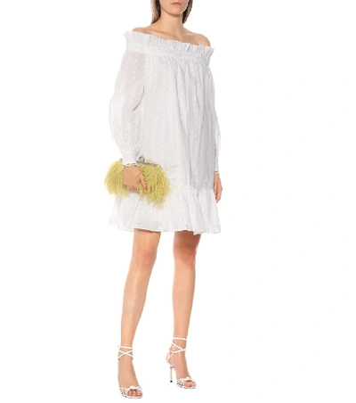 Shop Erdem Blanca Off-shoulder Cotton Dress In White
