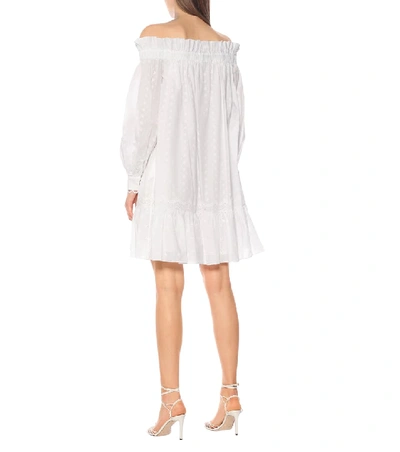 Shop Erdem Blanca Off-shoulder Cotton Dress In White