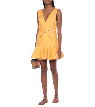 Shop Zimmermann Super Eight Safari Minidress In Yellow