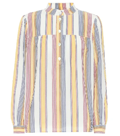 Shop Apc Loula Striped Cotton Blouse In Multicoloured