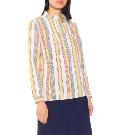 Shop Apc Loula Striped Cotton Blouse In Multicoloured