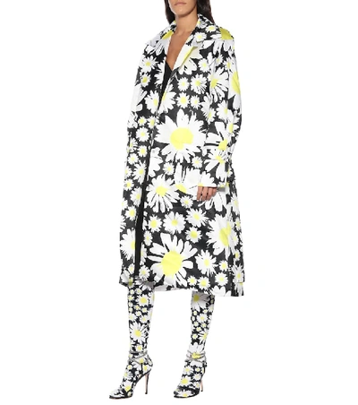 Shop Richard Quinn Daisy-print Velvet Tights In Yellow