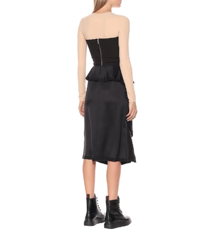 Shop Burberry Silk Midi Skirt In Black