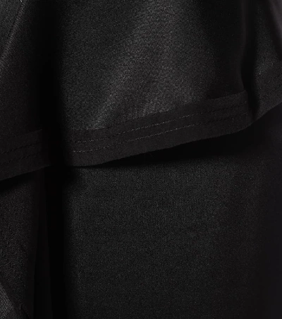 Shop Burberry Silk Midi Skirt In Black