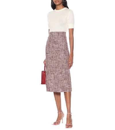 Shop Victoria Beckham Wool-blend Midi Skirt In Purple