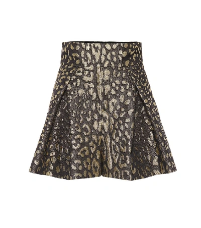 Shop Dolce & Gabbana High-rise Brocade Shorts In Metallic