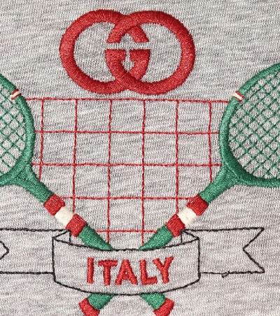 Shop Gucci Tennis Cotton T-shirt In Grey