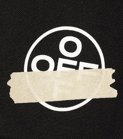 Shop Off-white Logo Cotton-jersey Hoodie In Black