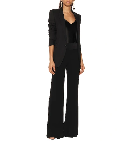 Shop Galvan High-rise Flared Crêpe Pants In Black