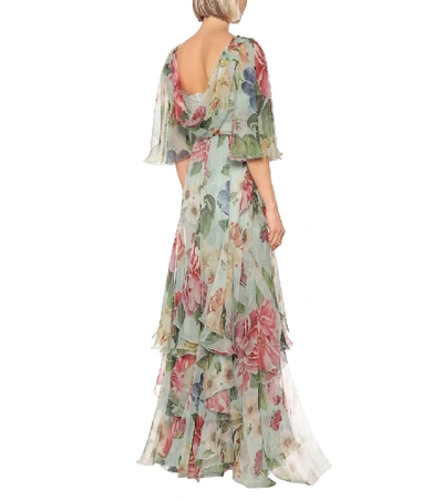 Shop Dolce & Gabbana Floral Silk-chiffon Dress In Multicoloured