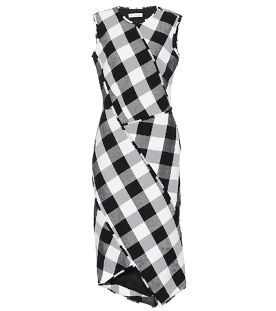 Shop Altuzarra Gina Gingham Wool-blend Dress In Black