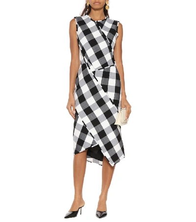 Shop Altuzarra Gina Gingham Wool-blend Dress In Black