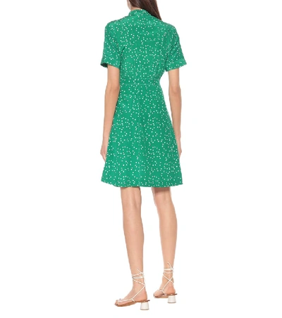 Shop Apc Camille Heart-print Silk Minidress In Green