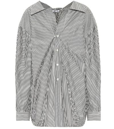 Shop Balenciaga Swing Striped Cotton-blend Shirt In Black