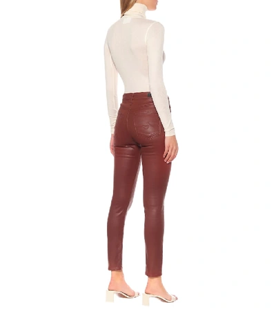 Shop Ag The Farrah Ankle Sateen Skinny Pants In Red