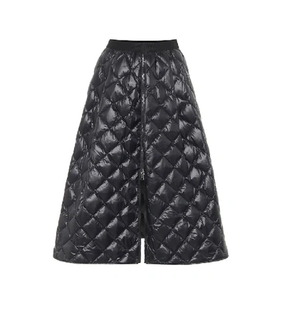 Shop Moncler Quilted Down Midi Skirt In Black