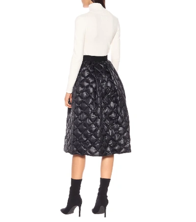 Shop Moncler Quilted Down Midi Skirt In Black