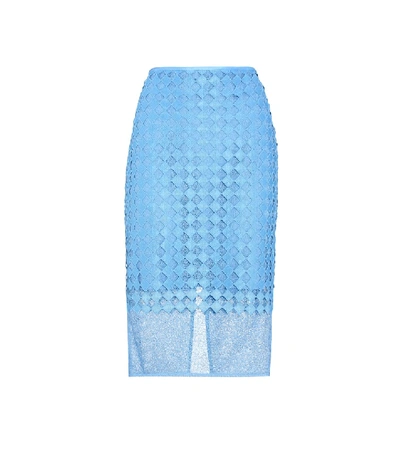 Diane Von Furstenberg Diamond And Twig-lace Pencil Skirt In Light Blue ...