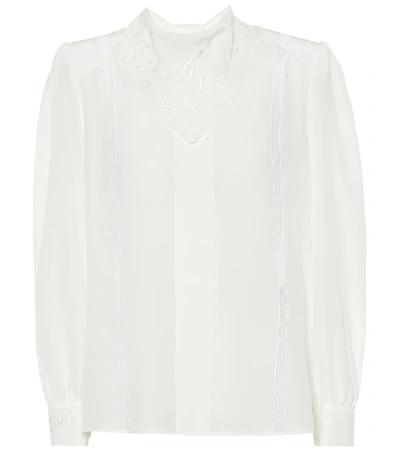 Shop Fendi Silk Blouse In White