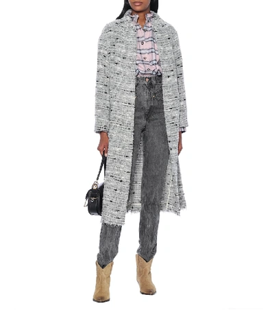 Shop Isabel Marant Étoile Faby Tweed Coat In Grey