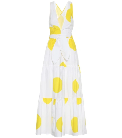 Shop Alexandra Miro Raphaela Polka-dot Cotton Maxi Dress In Yellow