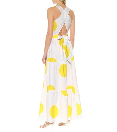 Shop Alexandra Miro Raphaela Polka-dot Cotton Maxi Dress In Yellow
