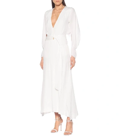 Shop Roland Mouret Springbrooke Silk Maxi Dress In White