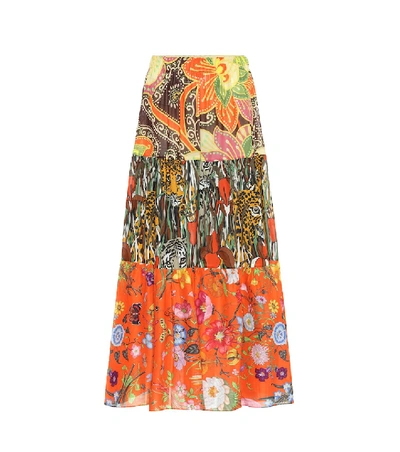 Shop Gucci Printed Cotton Midi Skirt In Multicoloured