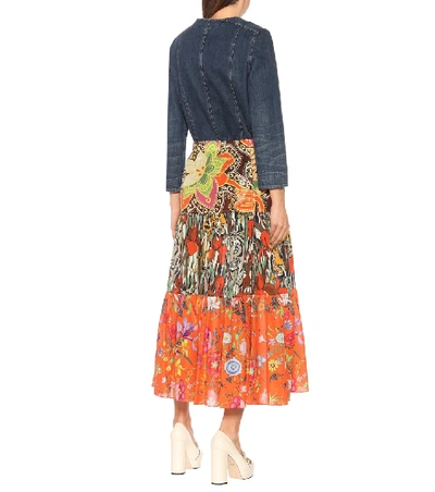 Shop Gucci Printed Cotton Midi Skirt In Multicoloured