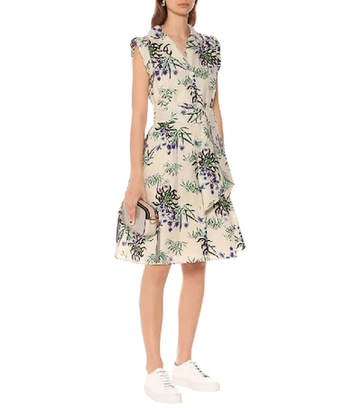 Shop Kenzo Floral Cotton-blend Dress In White