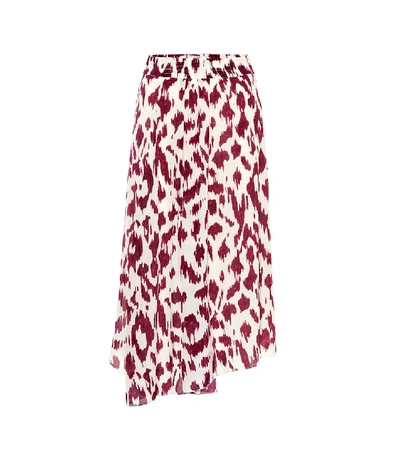 Shop Isabel Marant Étoile Yeba Printed Silk Midi Skirt In Pink