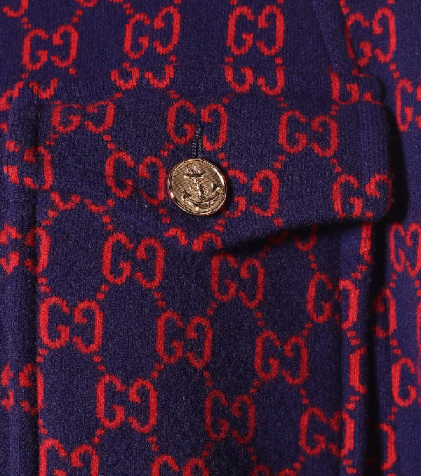 Gucci Monogram Pattern Cape In Blue | ModeSens