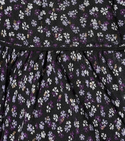 Shop Altuzarra Floral Silk-blend Midi Dress In Purple