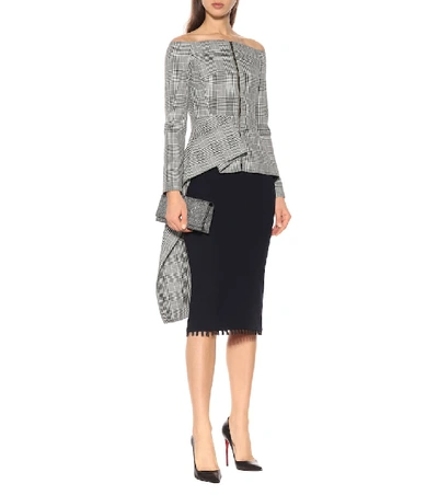 Shop Roland Mouret Arreton Wool Pencil Skirt In Blue