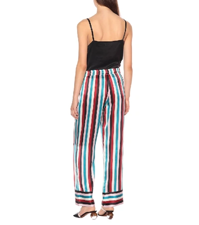 Shop Asceno Striped Silk Pajama Pants In Multicoloured
