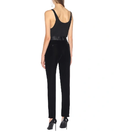Shop Saint Laurent Velvet Pants In Black